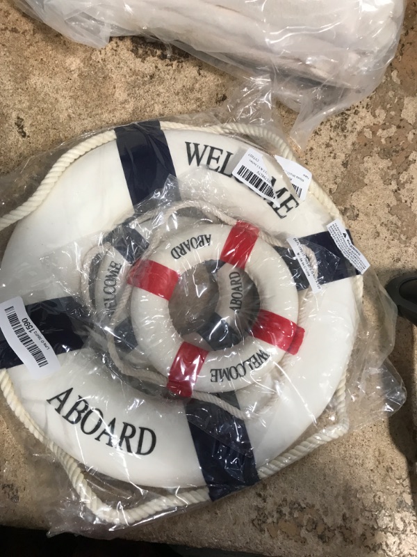 Photo 1 of Bilipala 3Pcs Cloth Life Ring Buoy, Home Wall Nautical Decor, 12.5 & 5.5 Inches