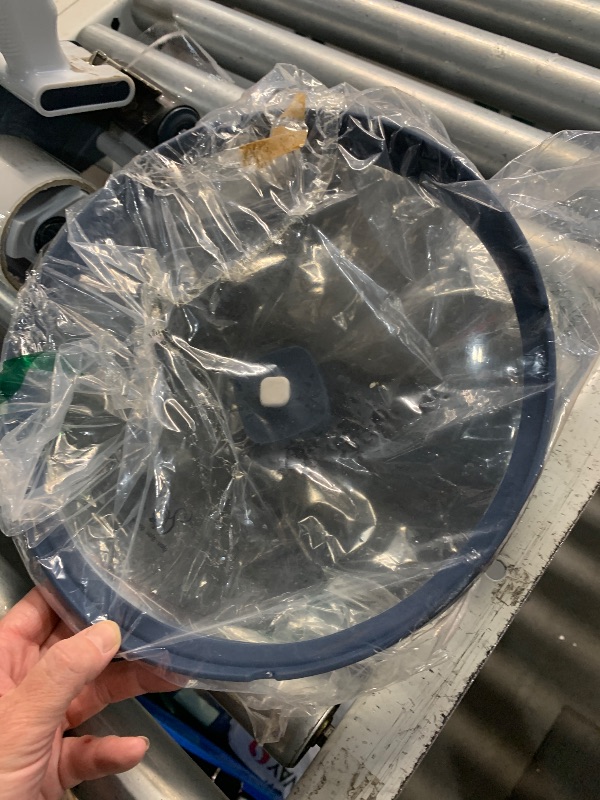 Photo 1 of ***(MISSING BASTER)***Glass Microwave Cover for Food 10.5 Inch Microwave Splatter Cover With Easy Grip Meteorite Shape Handle Microwave Cover Glass Guard Lid Vented Edge Plate Cover for Heating Food (Dark Blue)