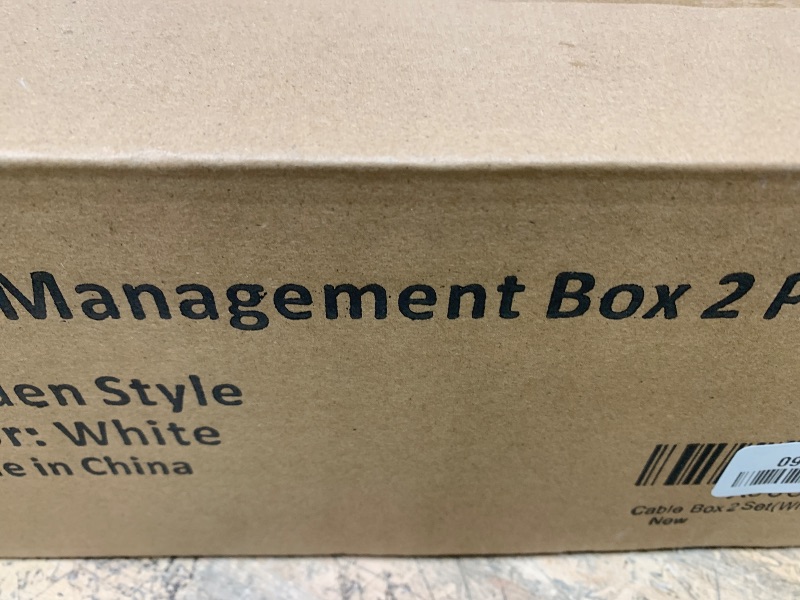 Photo 1 of 2 Pack Large Cable Management Box – Wooden Style Cord Organizer and Cover for TV Wires, Computer, Router, USB Hub and Under Desk Power Strip – Safe ABS Material and Baby-Pets Proof Lock (White)