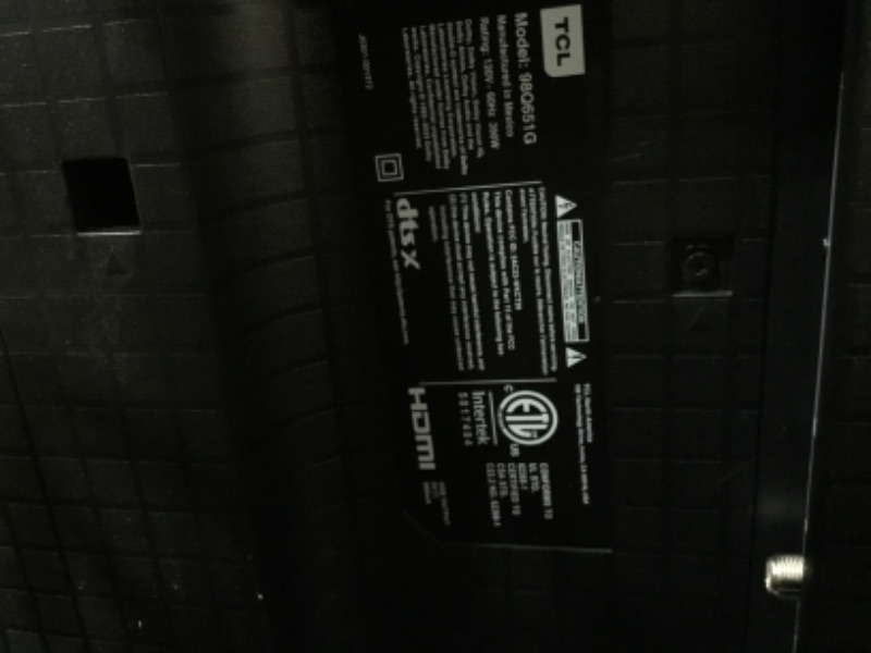 Photo 1 of **BROKEN**TCL 98-Inch Q65 QLED 4K UHD Smart TV with Google TV (98Q651G, 2024 Model) Dolby Vision, Dolby Atmos, HDR Pro+, Game Accelerator Enhanced Gaming, Voice Remote, Works with Alexa, Streaming Television