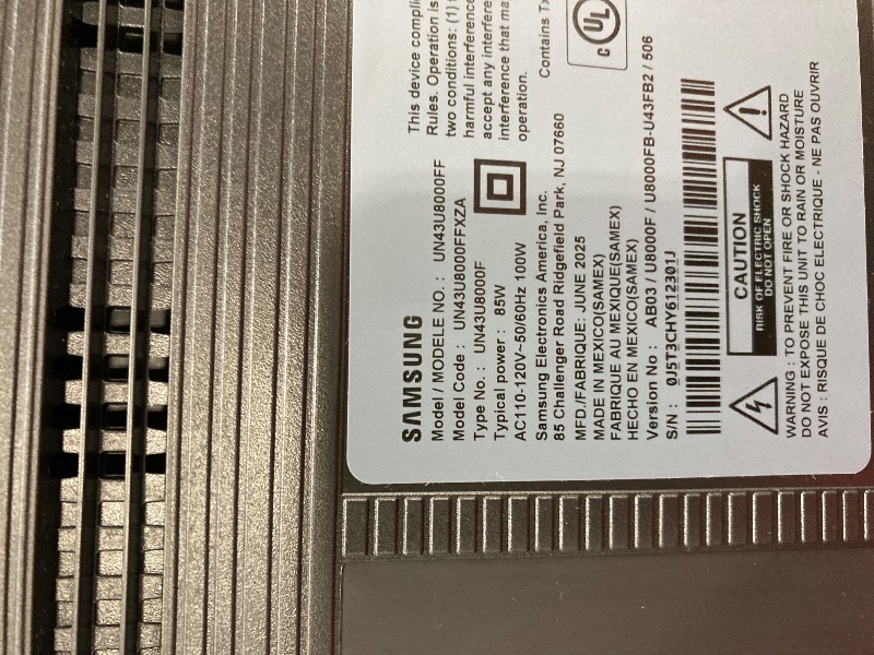 Photo 1 of **SMASHED SCREEN FINAL SALE **Samsung 43-Inch Class Crystal UHD U8000F 4K Smart TV (2025 Model) Endless Free Content, Crystal Processor 4K, MetalStream Design, Knox Security, Alexa Built-in