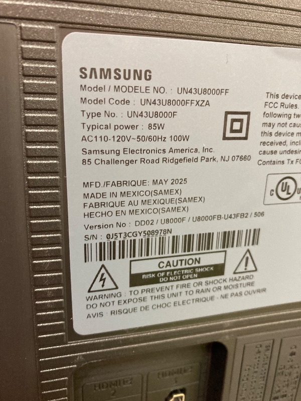 Photo 1 of **SMASHED SCREEN FINAL SALE**Samsung 43-Inch Class Crystal UHD U8000F 4K Smart TV (2025 Model) Endless Free Content, Crystal Processor 4K, MetalStream Design, Knox Security, Alexa Built-in