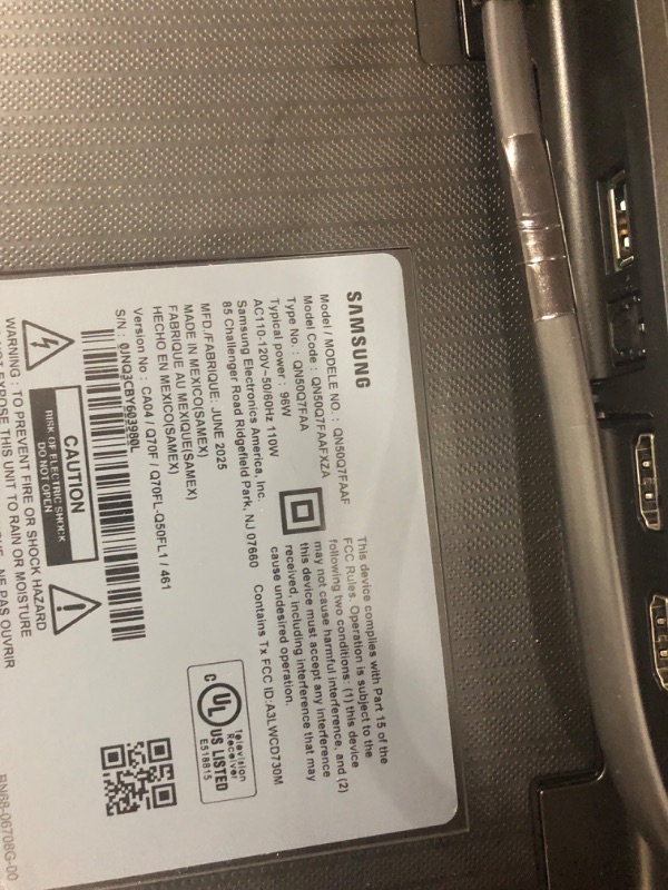 Photo 1 of ***SEE NOTES ******SAMSUNG 50-Inch Class QLED Q7F Series Samsung Vision AI Smart TV (2025 Model, 45Q7F) Quantum HDR, Object Tracking Sound Lite, Q4 AI Gen1 Processor, 4K upscaling, Gaming Hub, Alexa Built-in