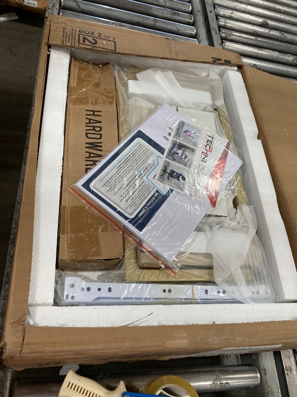 Photo 1 of ***************PARTIAL ITEM, THIS IS ONLY BOX #2 OUT OF 2*****************
Techni Mobili Storage Drawers and Cabinet 51.25” W-Modern Office Large Floating Desktop Surface Desk, 23.6" D x 51.2" W x 29.8" H, White/Gold