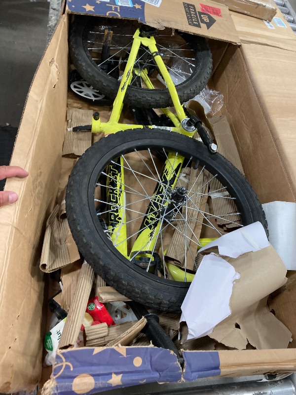 Photo 1 of ***********MISSING PEDALS AND TRAINING WHEELS***********
Huffy 59800 18-Inch Rock It Boys Bike, Neon Powder Yellow
