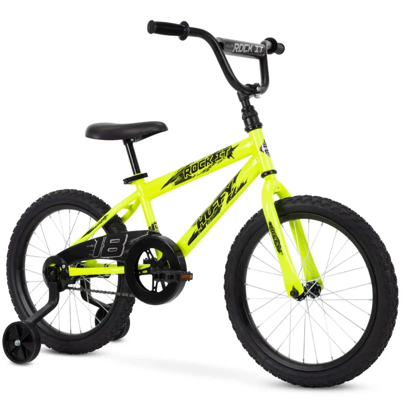 Photo 1 of ***********MISSING PEDALS AND TRAINING WHEELS***********
Huffy 59800 18-Inch Rock It Boys Bike, Neon Powder Yellow
