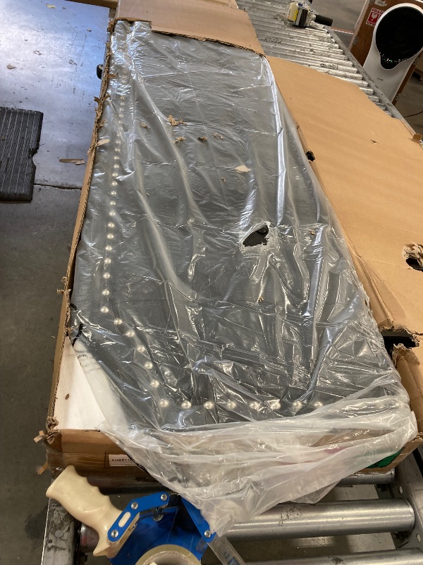 Photo 1 of ***PARTSONLY, Final sale *** CXVX King Size Platform Bed Frame and Headboard, Button Tufted & Rivet Design, No Box Spring Needed, Easy Assembly, No Noise, Black Faux Leather