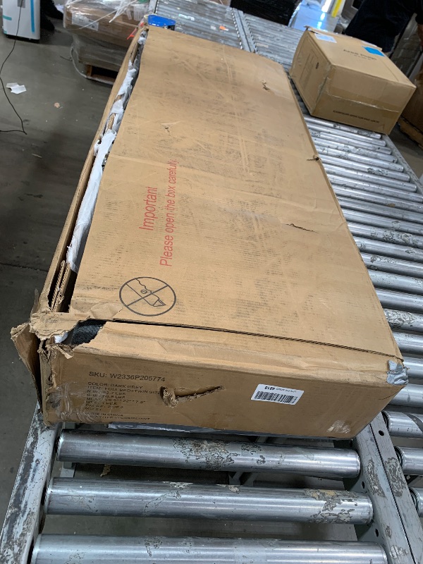 Photo 1 of ***************PARTIAL ITEM, THIS IS ONLY BOX #2 OUT OF 2********************
FAVSH Full Size Upholstered Platform Bed with Trundle and 1 Sets of USB, Linen Fabric Solid Wood Bedframe w/Wood Slats & LED Lights with APP for Bedroom,Dark Grey