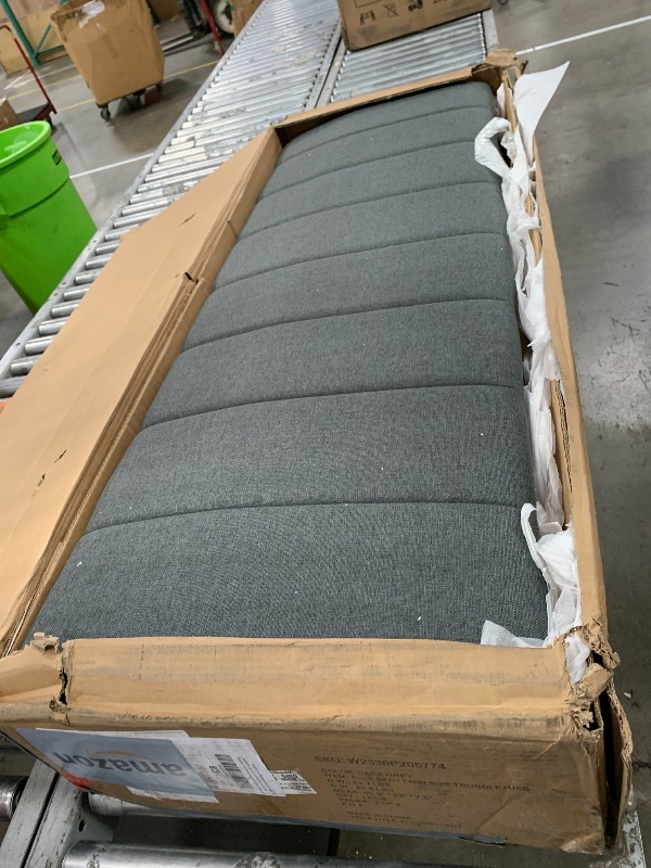 Photo 1 of ***************PARTIAL ITEM, THIS IS ONLY BOX #2 OUT OF 2********************
FAVSH Full Size Upholstered Platform Bed with Trundle and 1 Sets of USB, Linen Fabric Solid Wood Bedframe w/Wood Slats & LED Lights with APP for Bedroom,Dark Grey