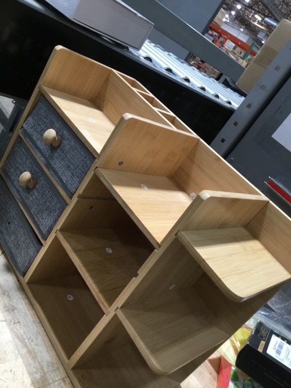 Photo 1 of *PICTURE FOR REFERENCE* Wooden Desk Organizer with Drawers, Countertop Office Supplies Accessories Organization with 10 Compartments, Multifunctional Storage Cabinet Box Makeup Storage Shelf Rack for Home, Office
