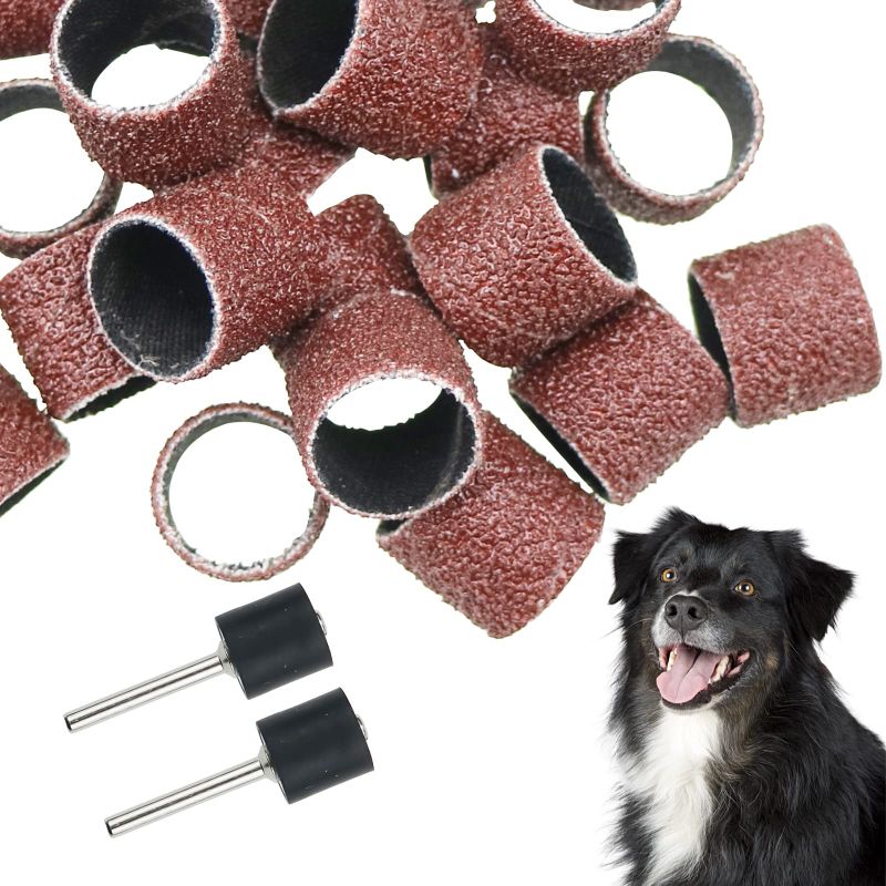 Photo 1 of 1 Inch Dog Shock Collar Replacement Strap with 2 Holes - Compatible with Most Brands of Ecollar Dog Fences and Training Collars, Pink AND 26 Pack Nail Grinder for Dogs Replacement Kit Sanding Drum Set Grit Sand Bands Shank Rotary Tool Kit Pet Nail Smoothe