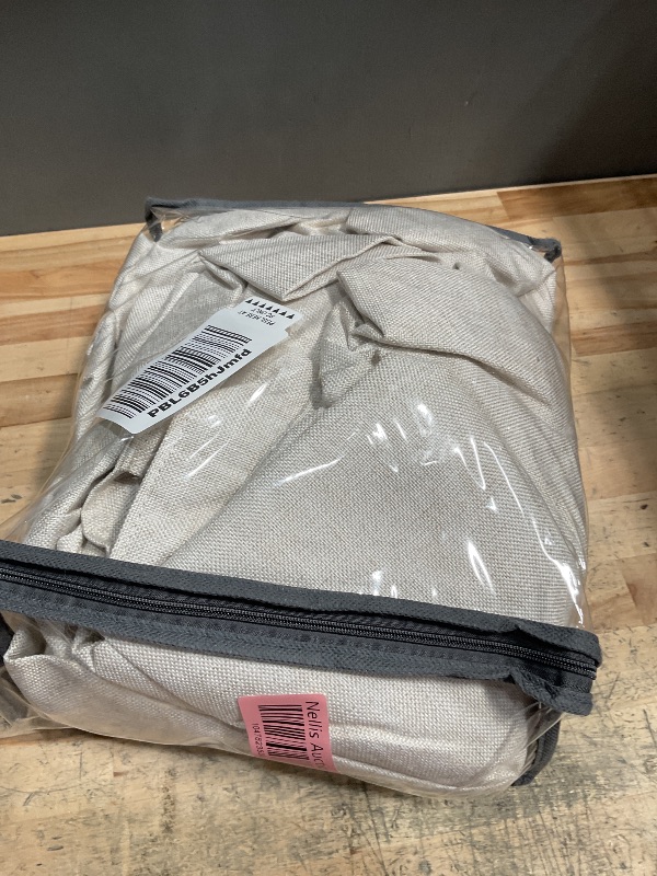 Photo 1 of 100% Blackout Shield Linen Blackout Curtains for Bedroom 96 Inches Long, Back Tab/Rod Pocket Living Room Drapes, Thermal Insulated Blackout Curtains 2 Panels Set, 50" W x 96" L,Cream