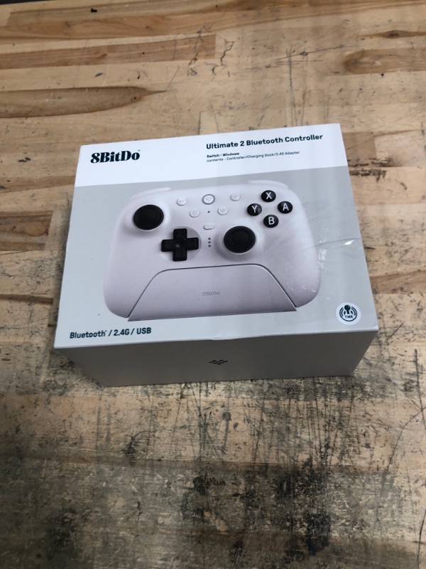 Photo 1 of 8Bitdo Ultimate 2 Bluetooth Controller for Switch/Switch 2 & Windows PC, Switch Pro Controller with TMR Joysticks, Switchable Hall Effect/Tactile Triggers, Vibration and Motion Control - White