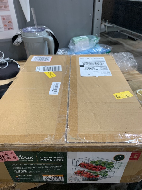 Photo 1 of Sorbus Small Clear Storage Drawers (4 Pack) – Acrylic Stackable Storage Bins with Pull-Out Drawers for Fridge, Kitchen, Pantry – Organizer Bins with Handles