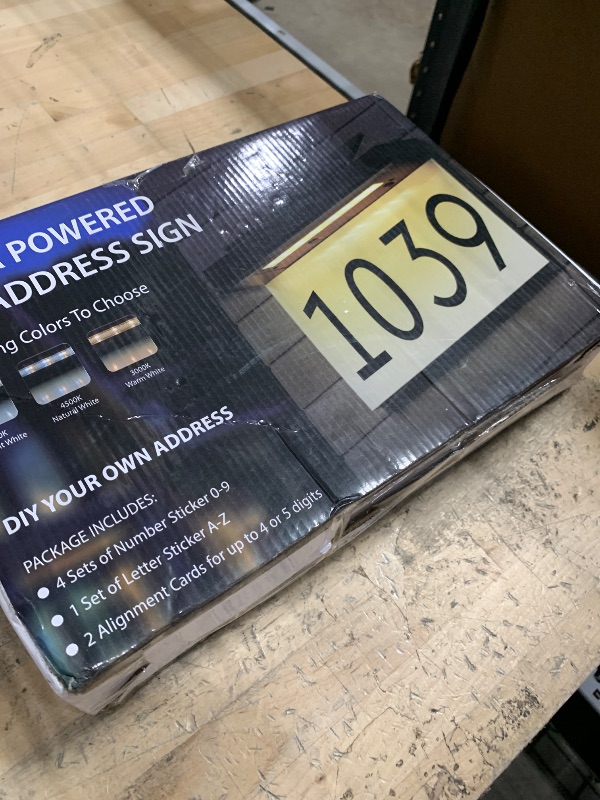 Photo 1 of Address Plaque For Houses Solar Powered Adjustable Solar Panel 3 Lighting Colors Lighted House Numbers Address Sign, Rechargeable LED Illuminated Address Sign For Outside Waterproof