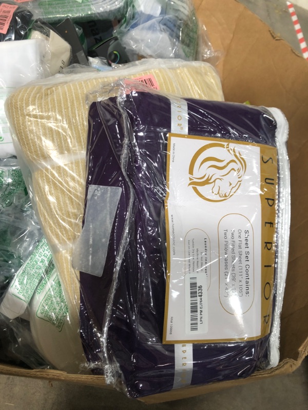 Photo 1 of *SPLIT KING*Superior Rayon from Bamboo 300 Thread Bed Sheet Set, 2 Elastic Deep Pocket Fitted Sheets, 1 Flat Sheet, 2 Pillowcases, Luxury, Soft Sheets, Sateen Weave, Bedding Essentials, Split King, Purple