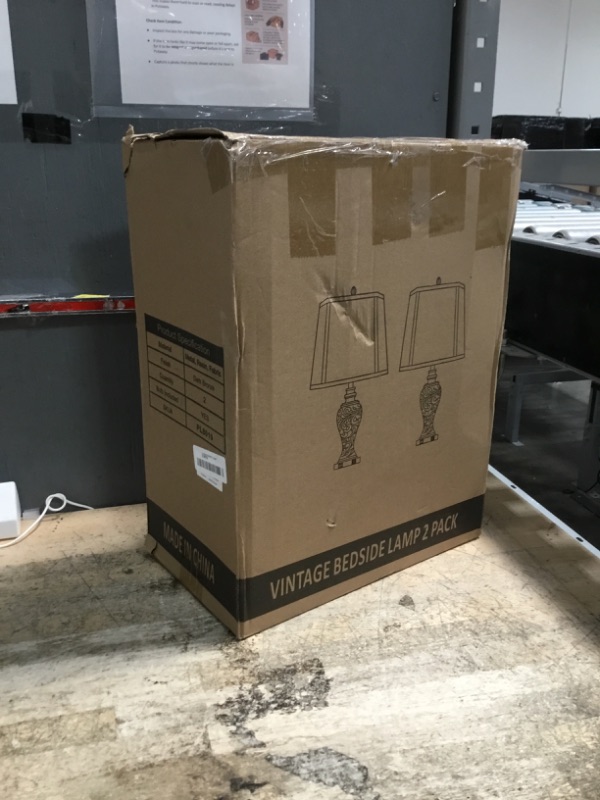 Photo 1 of 28.5" high Vintage Brown Table Lamps Set of 2 - Bedside Lamp with Faux Silk Shades - for Bedroom and Living Room with USB and Nightlight - Perfect for Nightstands and Bedrooms (Bulb Included)