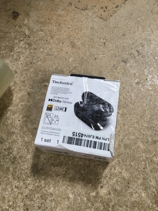 Photo 1 of (USED/FAIR) (POWER TESTED) (UNABLE TO TEST FURTHER) Technics Reference Class Hi-Fi Wireless Earbuds, Dolby Atmos with Head Tracking, Adaptive Noise Cancelling, 3 Device Multipoint, 10-hr Battery, Wireless Charging, Improved Fit - EAH-AZ100-K (Black)