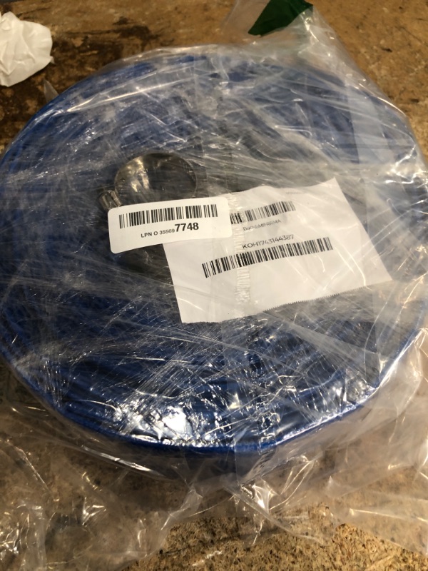 Photo 1 of 1.25 IN x 60FT Pool Backwash Hose Heavy Duty Drain Discharge Double PVC Layflat Hose with 2 Clamps, Weatherproof Burst Resistant for Water Transfer, Sump Pump, Pool Filter, Pool Drain (18.3M,Blue)