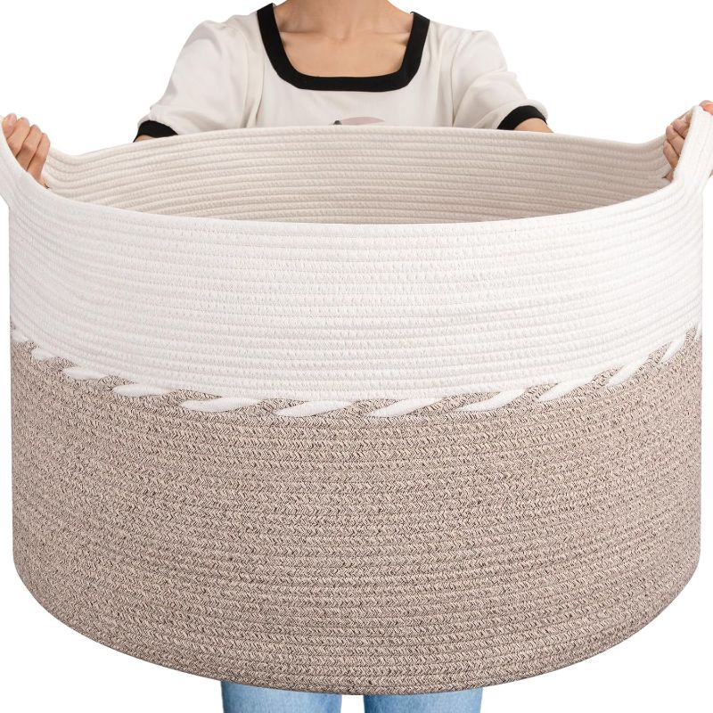 Photo 1 of 
Blanket Basket, 25" x 16", Jumbo Laundry Hamper, Cotton Rope Basket with Handles for Living Room,Baby Toy Storage Bins, Brown
Visit the OIAHOMY Store