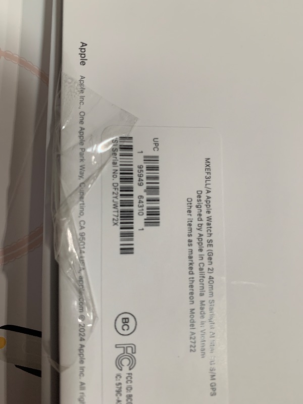 Photo 1 of ***(PARTS ONLY/ NON FUNCTIONAL/ LOCKED)***Apple Watch SE (2nd Gen) [GPS 40mm] Smartwatch with Starlight Aluminum Case with Starlight Sport Band S/M. Fitness and Sleep Trackers, Crash Detection, Heart Rate Monitor, Retina Display