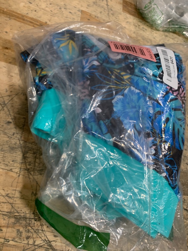 Photo 1 of Tankini Swimsuits with Shorts - Two Piece Swimsuits Tummy Control Bathing Suits with Pockets Blue Leaves S