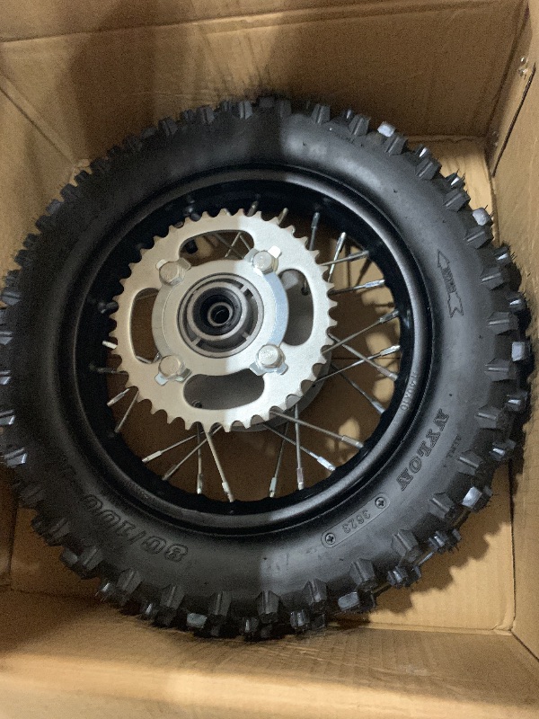 Photo 1 of 10" Rear Wheel Rim Tire Assembly 12mm Bearing for 50cc 70cc 90cc 110cc Dirt Pit Pro Trail Bike CRF50 DRZ70 PW50 BBR50 TTR50 DRZ50 SSR 3.00-10 80/100-10 1.4x10 (Tire 3.00-10 No Drum Brake)