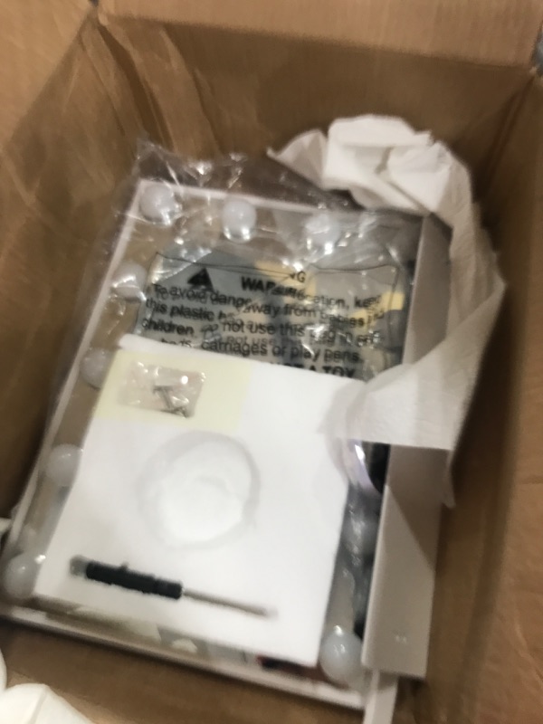 Photo 1 of (missing pieces) FENCHILIN Lighted Makeup Mirror Hollywood Mirror Vanity Makeup Mirror with Light 10X Magnification 360°Rotation(White)