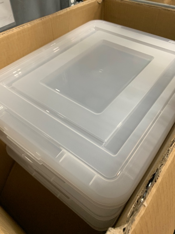 Photo 1 of *** MISSING PARTS - SEE NOTES *** IRIS USA File Box, Plastic File Organizer with Lids for Letter/Legal File, Portable Document Box For Moving, Storage Bin with Durable and Secure Lid, Stackable Nestable BPA-Free, Clear 35 Qt. 4 Pack
