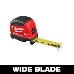 Photo 1 of 35 ft. Wide Blade Tape Measure With 18 ft. Reach
