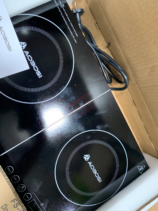 Photo 1 of (POWER TESTED) Aobosi Double Induction Cooktop,Portable Induction Cooker with 2 Burner Independent Control,Ultrathin Body,10 Temperature,1800W-Multiple Power Levels,4 Hour Timer,Safety Lock