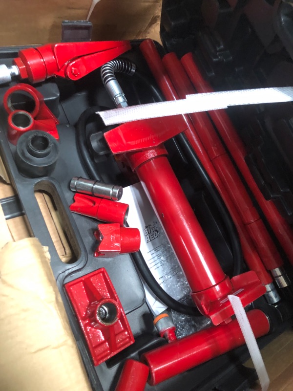 Photo 1 of  heavy 
BIG RED 4 Ton Porta Power Kit, 17-Pcs Hydraulic Ram Auto Body Frame Repair Kit With Blow Mold Carrying Storage Case, 8000 Lbs Capacity,Red, T70401S Torin