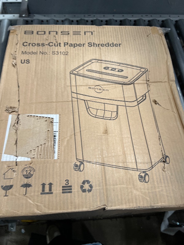 Photo 1 of BONSEN 16-Sheet Heavy Duty Paper Shredder for Office, 60-Minute Running Time Cross-Cut CD Shredder with 60dB Low-Noise, 5.3-Gallon Pull Out Bin, Anti-Jam & Quiet Shredder for Home Office (S3102)