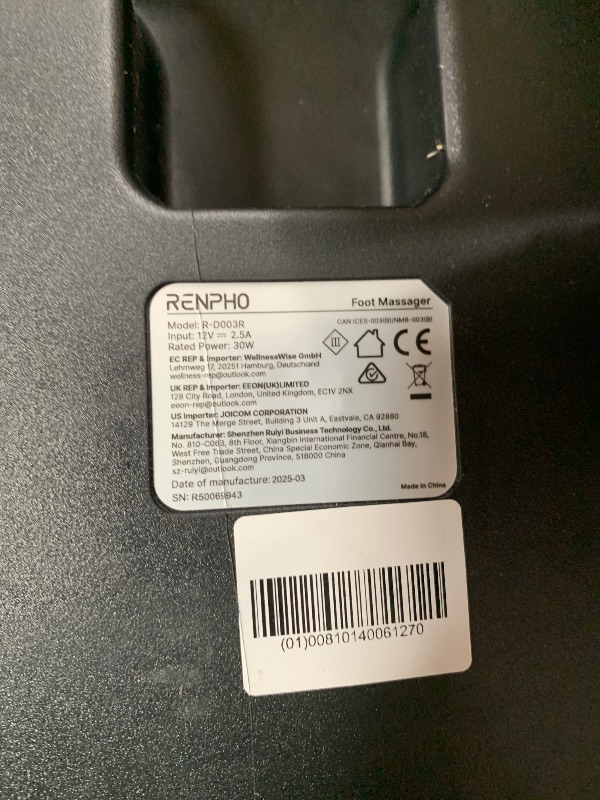 Photo 1 of (PARTS) (NOT A FUNCTIONAL UNIT) RENPHO Foot Massager Machine with Heat [2025 Upgraded], FSA HSA Eligible, Foot Massager for Plantar Fasciitis, 3 Heat Levels, Birthday Gifts for Women Mom Men Dad, Wireless Control, True Feet Massage