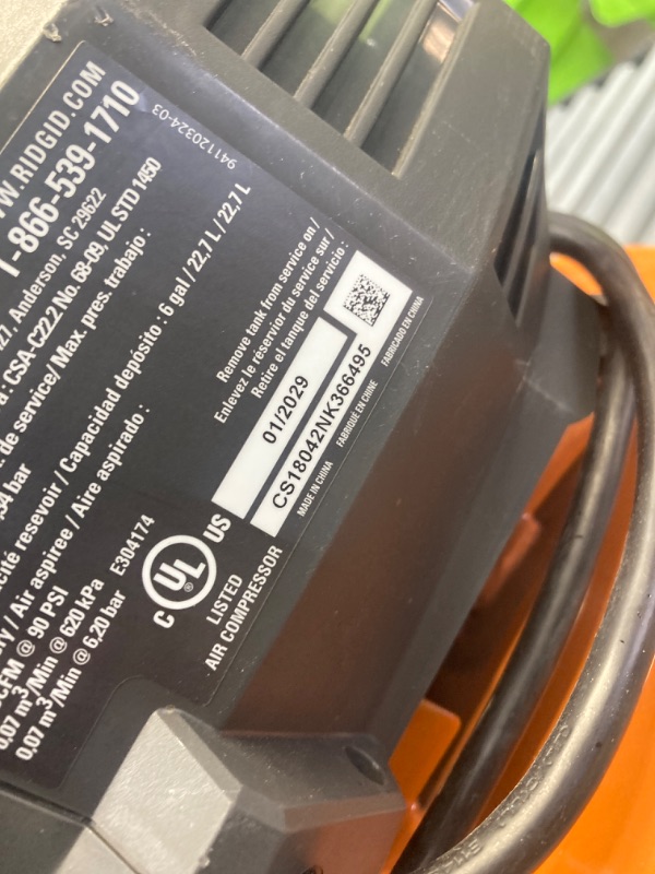 Photo 1 of ***SEE NOTES***
6 Gal. 150 PSI Portable Electric Oil-Free Jobsite Pancake Air Compressor with Dual Pressure Gauges and 2-Quick Couplers
