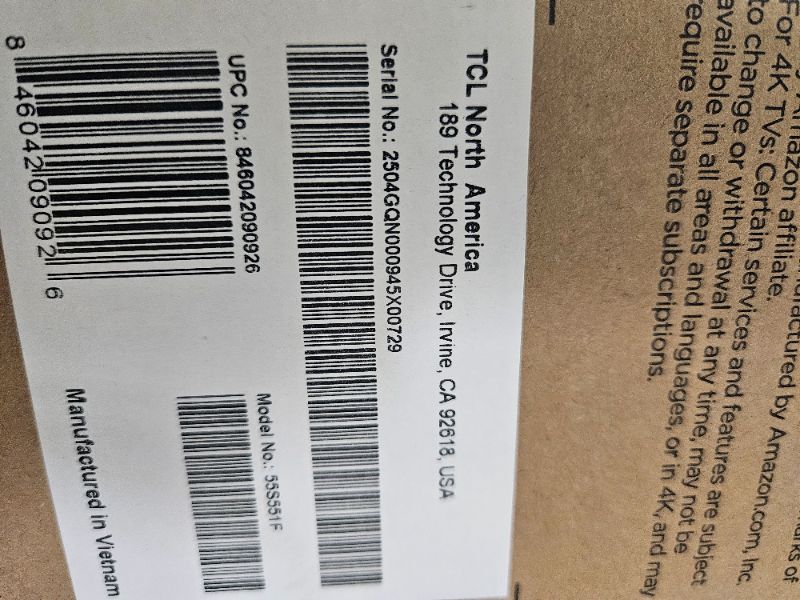 Photo 1 of ** Broken screen, Final sale **   TCL 55-Inch Class S5 UHD 4K LED Smart TV with Fire TV (55S551F, 2024 Model), Dolby Vision, HDR PRO+, Dolby Atmos, Alexa Built-in with Voice Remote, Apple AirPlay 2 Compatibility, Streaming Television
