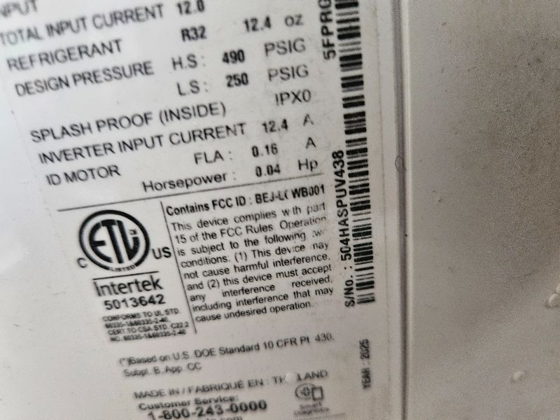 Photo 1 of ***SEE NOTES*** 
LG 10000 BTU SACC(14000 ASHRAE) Portable Air Conditioners with Dual Inverter Cools 450 Sqft Ultra Quiet & Easy Install WiFi App Medium & Large Room Air Conditioner AC Unit Home White LP1022FVSM
