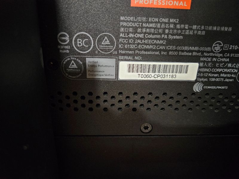 Photo 1 of JBL Professional EON ONE Mk2 Active Battery-Powered Column Line Array Speaker System, 1500W Peak Power, 10", Bluetooth Wireless Audio, 5 Channel Mixer, Portable PA for DJs, Musicians, Events, Black