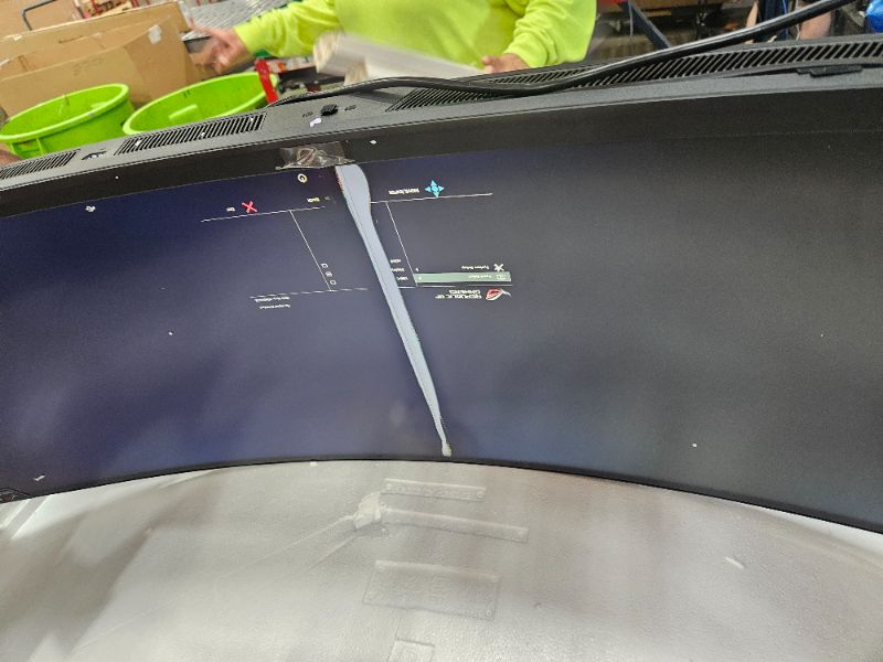Photo 1 of ** has a line down the middle of the screen  ** ASUS ROG Strix 49” Ultra-wide Curved HDR Gaming Monitor (XG49WCR) - Dual QHD 32:9 (5120 x 1440), 165Hz, Extreme Low Motion Blur Sync, USB-C, RJ45, DisplayHDR400, 90% DCI-P3, Dual Input-KVM Switch