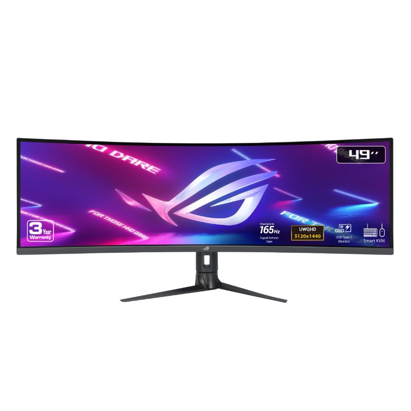Photo 1 of ** has a line down the middle of the screen  ** ASUS ROG Strix 49” Ultra-wide Curved HDR Gaming Monitor (XG49WCR) - Dual QHD 32:9 (5120 x 1440), 165Hz, Extreme Low Motion Blur Sync, USB-C, RJ45, DisplayHDR400, 90% DCI-P3, Dual Input-KVM Switch