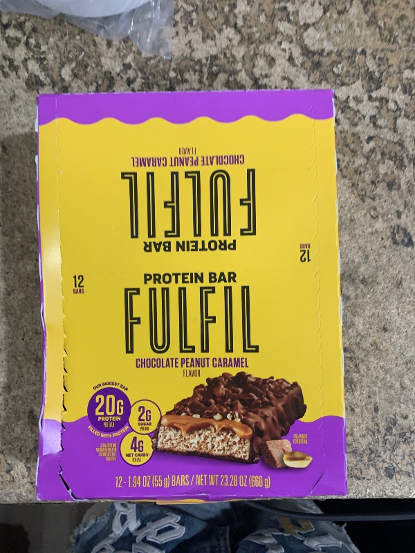 Photo 1 of **PARTIAL SET/MISSING 5 BARS** FULFIL Protein Bars, Chocolate Peanut Caramel Flavored, Gluten Free with 20g Protein, Pantry Staples, 12 Count