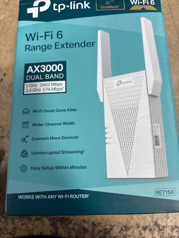 Photo 1 of TP-Link AX3000 WiFi 6 Range Extender | PCMag Editor's Choice | Dual-Band Wireless Repeater w/Ethernet Port | Up to 2400 Sq. Ft., 64 Devices | Internet Signal Booster | APP Setup | EasyMesh (RE715X)