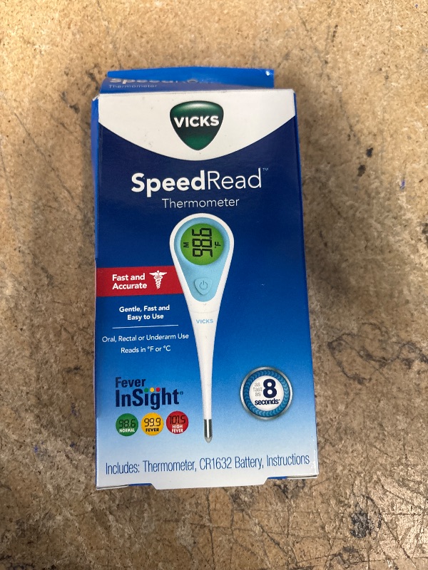 Photo 1 of Vicks SpeedRead Digital Thermometer with Color-Coded Temperature Readings, Use as Oral Thermometer, Baby Rectal Thermometer or Under The Arm, Water Resistant, FSA and HSA Eligible