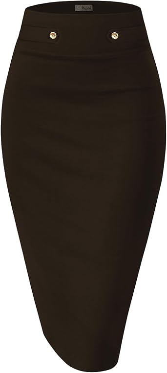 Photo 1 of & Company Womens Pencil Skirt Premium Nylon Ponte Stretch Office Made in The USA Below Knee (BROWN,XL)