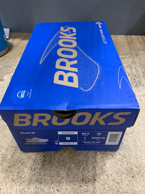 Photo 1 of ***(HEAVILY USED/ MINOR DAMAGE)***Brooks Women’s Ghost 16 Neutral Running Shoe - Grey/Gargoyle/Pink - 9 Medium