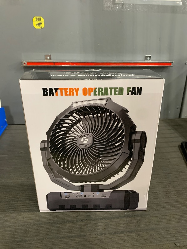 Photo 1 of Battery Operated Fan [200H Max], 2 in 1 D-Cell Battery & USB Powered Fans, Portable Camping Fan with 4 Speeds, Light, Timer, Remote for Outdoor Tent, Travel, Picnic, Office, Bedroom - Black