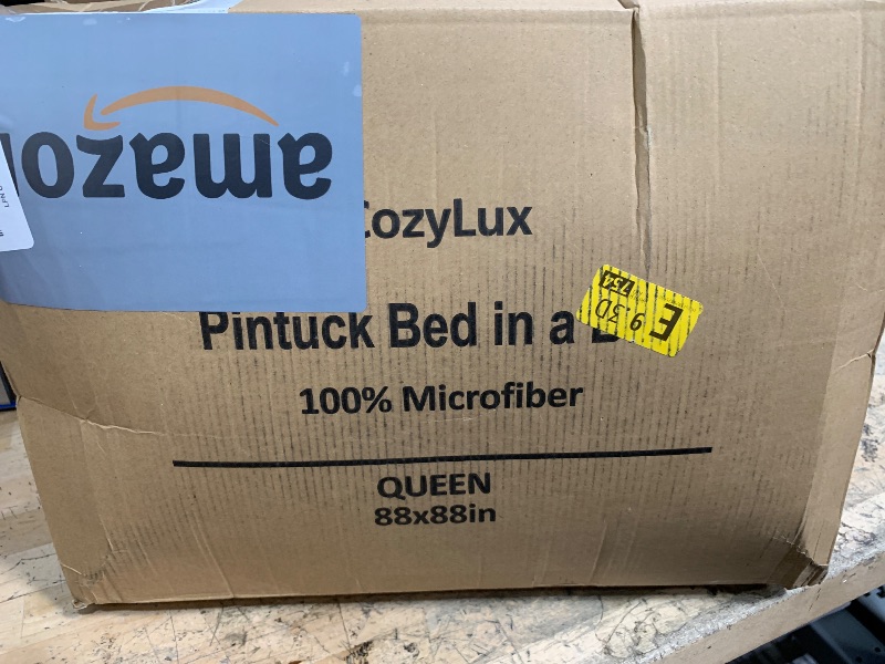 Photo 1 of CozyLux Queen Comforter Set White, 7 Pieces Pintuck Bed in A Bag, Premium White Comforter Queen Size, Pinch Pleat Bedding Sets with Comforter, Flat Sheet, Fitted Sheet, Pillowcases & Shams