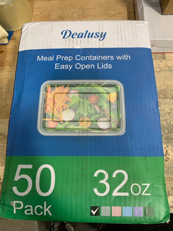 Photo 1 of 50 Pack (100-Piece) 32 oz Meal Prep Containers Reusable with Easy Open Lids, Sturdy Leakproof Food Safe, Microwave Freezer Dishwasher Safe, To Go Take Out Plastic Food Storage Pans with Lids, Black