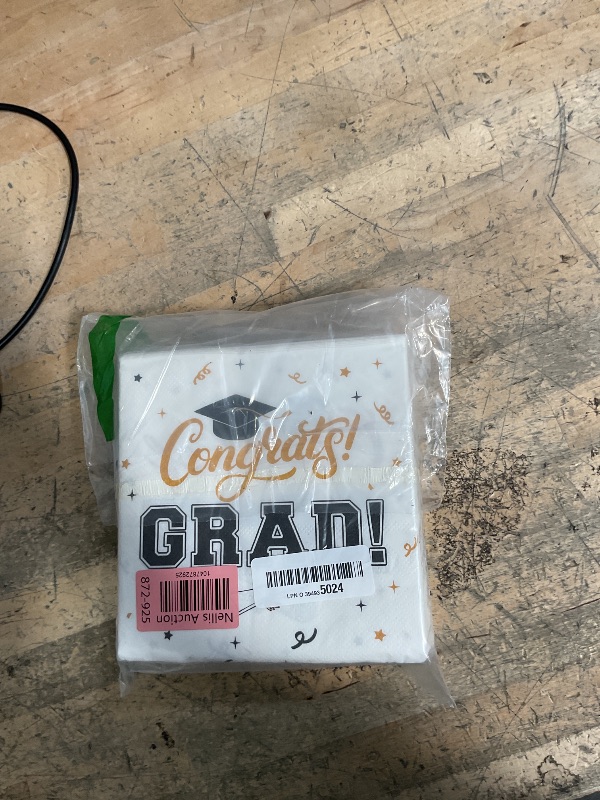 Photo 1 of 100-PK Class of 2025 Graduation Napkins, 3-Ply Disposable Congrats Grad Paper Hand Towels for School, University, College Cocktail Party Celebration Decorations (Black)
