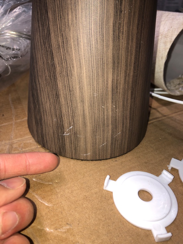 Photo 1 of ***ITEM IS SCRATCHED & DAMAGED***(READ NOTES)
EDISHINE 21.85" Farmhouse Table Lamp, Rustic Bedside Lamp, Water Transfer Walnut Wood Grain Metal Base, Beige Linen Shade, Minimalist Nightstand Light for Living Room, Bedroom, Office, E26 Base